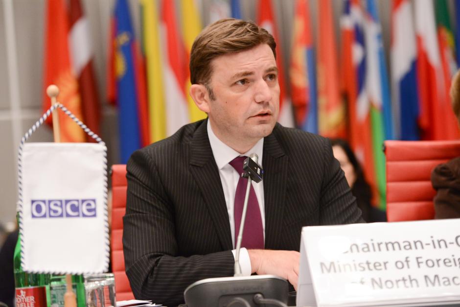 Le Président en exercice de l'OSCE pour 2023, le ministre des Affaires étrangères de Macédoine du Nord, Bujar Osmani (© OSCE/Micky Kroell)